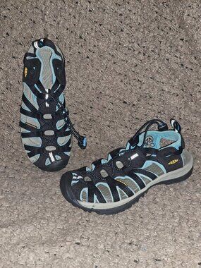 KEEN-Whisper-Waterproof/Washable Sport Sandals-Blue/Black-Size 7-Near Mint